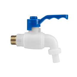 Plastikinis čiaupas su plieniniu įvadu GZ 1/2", su žarnos išvadu 1/2 -GTM1212PP/STEEL