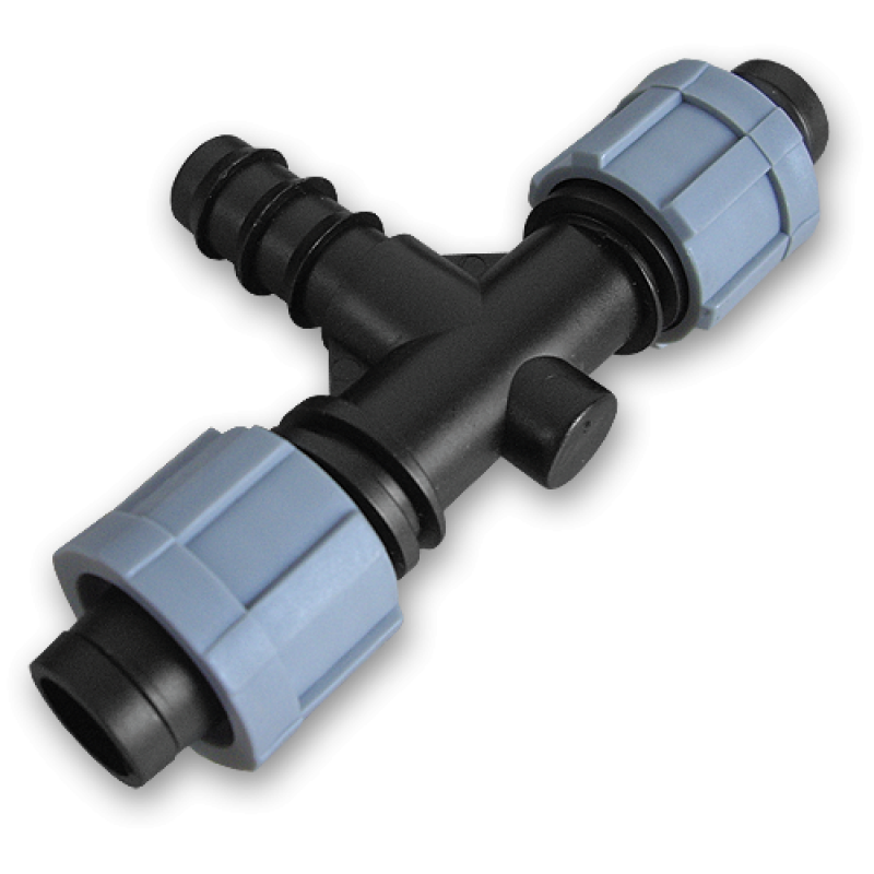 T formos detalė, 2 juostos, 16 mm žarnos kištukas -DSTA03-16L