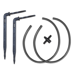 Kampinis lazdelės formos lašintuvas su dviem jungtimis ir dviguba 50 cm žarna -DSK-2122L