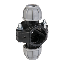 Dvigubas PN10 spaustukas PE vamzdžiams 32 mm / 20 mm -DSRA10OD3220