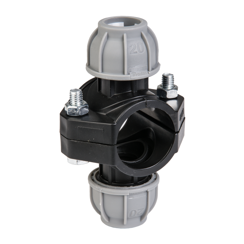 Dvigubas PN10 spaustukas PE vamzdžiams 32 mm / 20 mm -DSRA10OD3220