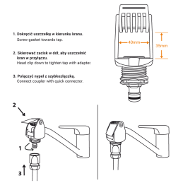 BLACK LINE universalus čiaupo prijungimas, maks. 40 mm -ECO-4124