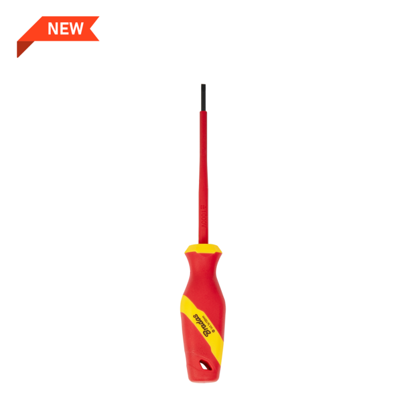 Izoliuotas plokščias atsuktuvas SL3/100mm 1kV -DIY-SL1230100-V