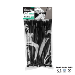 Kabelinė raištelis, 4,8 x 200 mm, UV JUODA -TS1248200B