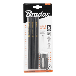 Konstrukcinių pieštukų rinkinys su drožtuku HB 180mm OVAL -DIY-PC2OV18GH/S6B