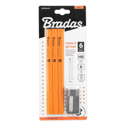 Konstrukcinių pieštukų rinkinys su drožtuku HB 180mm OVAL -DIY-PC2OV18OR/S6B