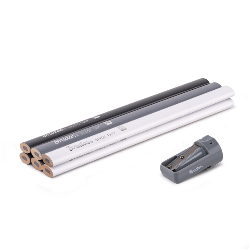 HB spalvotų pieštukų rinkinys su drožtuku, 180 mm, ovalus -DIY-PCWL2OV18/S6B