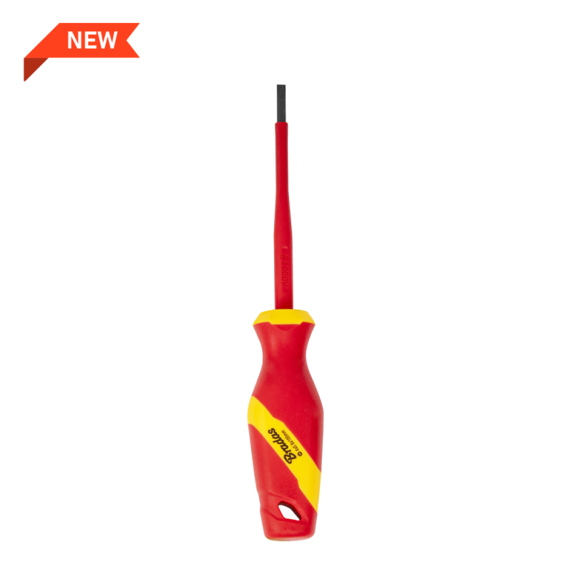 Izoliuotas plokščias atsuktuvas SL4/100mm 1kV -DIY-SL1240100-V