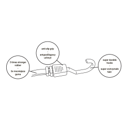 PLOKŠČIOSIOS GAUBTOS VIRVĖS KABLYS, elastingos gumos - 2 vnt. -BCH5-18080BC-B