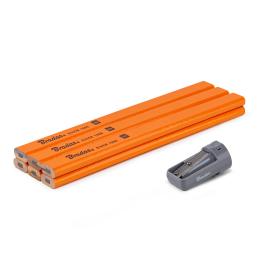 Statybinių pieštukų rinkinys su drožtuku HB 180mm OCTAGON -DIY-PC2OC18OR/S6B