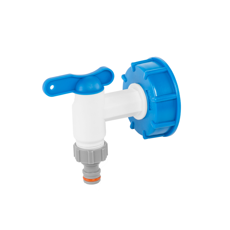 IBC rinkinys - mėlynas dangtelis - S60x6 su čiaupu - 3/4" su 3/4" išleidimo anga -IBCS60-KP3434