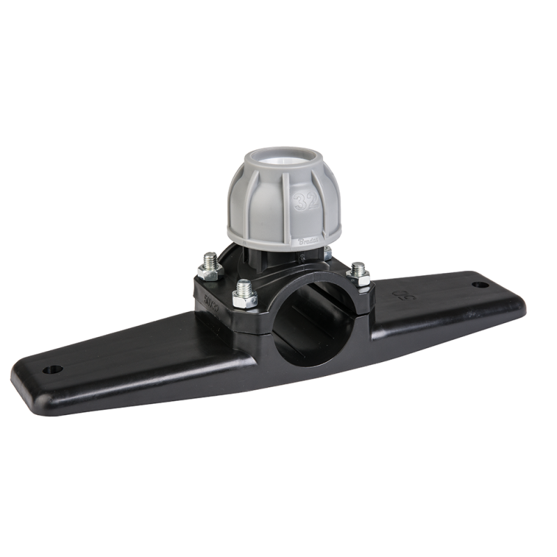 PN10 spaustukas ant pagrindo PE vamzdžiams 50 mm / 20 mm -DSRA10OB5020