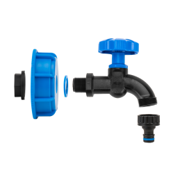 Komplektas - IBC mėlyna veržlė GW S60x6 su čiaupu GZ 1/2 -IBCS60-WL-K112