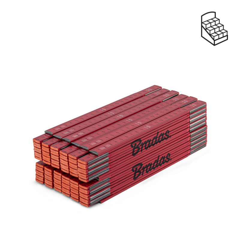 MEDINĖ sulankstoma liniuotė 2 m -DIY-MFW21RD/12BOX