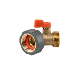 BRASS SOFT kampinė čiaupo jungtis GW 3/4" su vožtuvu ir išleidimo anga GZ 3/4 -BR-S2232/45