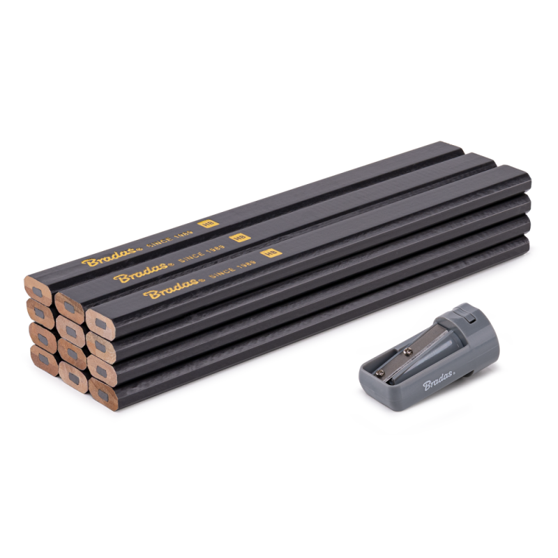 Statybinių pieštukų rinkinys su drožtuku HB 180mm OCTAGON -DIY-PC2OC18GH/S12T