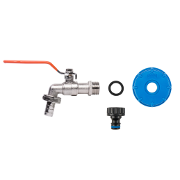Komplektas - IBC veržlė S60x6, čiaupas su išleidimo anga GZ 3/4", žarnos kamštis 1/2" ir nipelis -IBCS60-KK04123413Z
