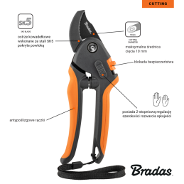 V serijos genėtuvas su reguliuojamu rankenos angos kampu, priekalo ašmenimis, SK5 plienas -KT-V1049