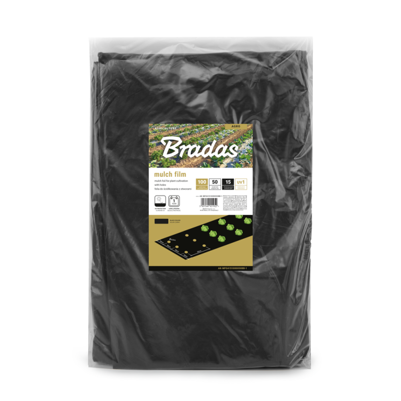 Mulčio plėvelė su skylutėmis, 1 m x 50 m, 15 mikronų -AK-MFG4151000050BB-1