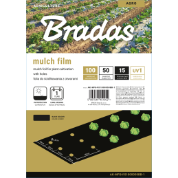 Mulčio plėvelė su skylutėmis, 1 m x 50 m, 15 mikronų -AK-MFG4151000050BB-1
