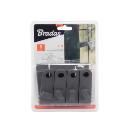 BUNGEE CLIPS virvelės laikikliai susukti laikikliais ir rankenomis - lizdinė plokštelė (8 vnt.) pilki -BCK3-B