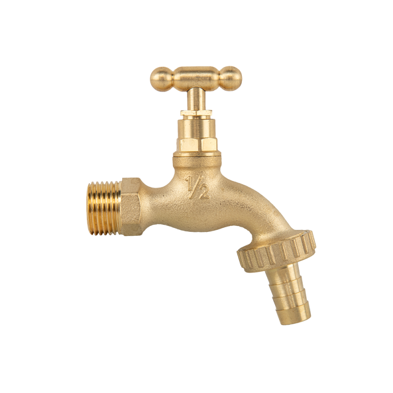 Čiaupas su vožtuvu GZ 1/2" x GZ 3/4" ir žarnos jungtimi 13 mm LĖTAI ATIDAROMAS -BR-KSO1234