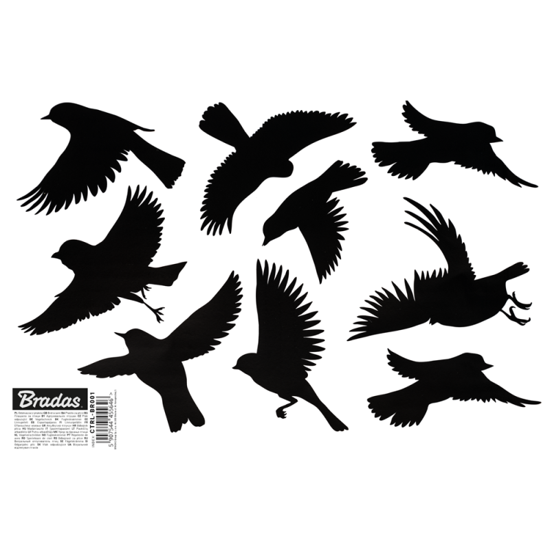 SCARE lipdukai nuo paukščių, maži, 9 vnt. - 10 lapų -CTRL-BR001