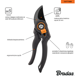 V SERIJOS genėjimo žirklės, praeinantys ašmenys, SK5 plienas -KT-V1029