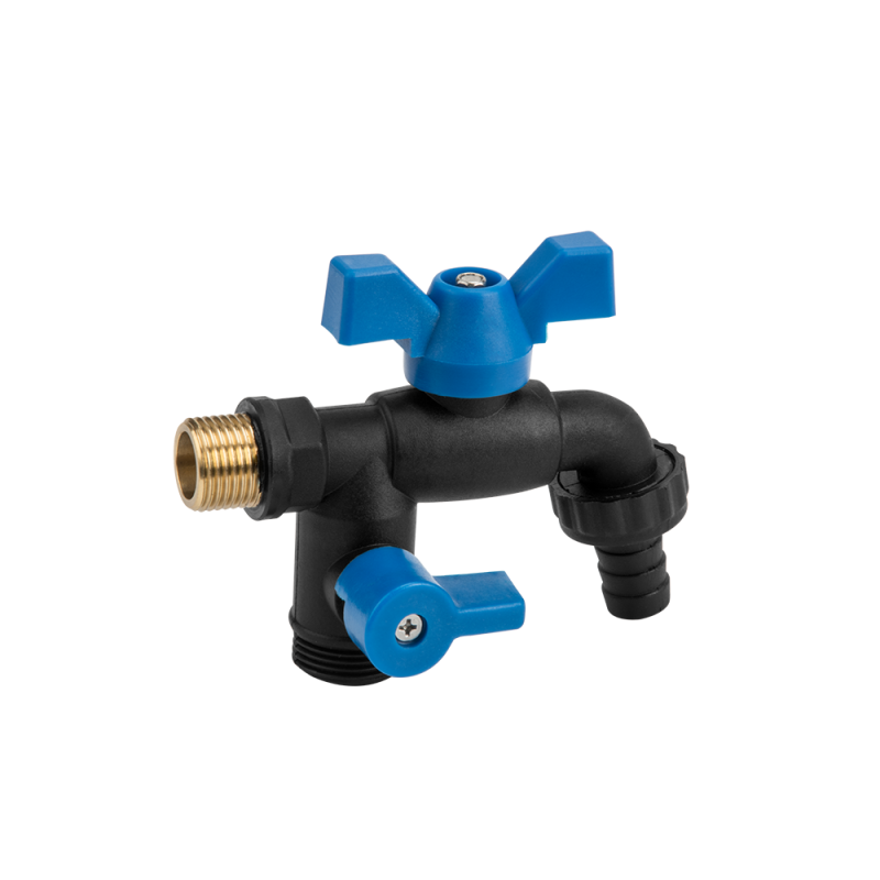 Rutulinis čiaupas 1/2'' BLACK RAVEN GZ 2x3/4'' NAILONAS / ŽALVARIS -GTBR0123434NB1