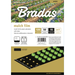 Mulčio plėvelė su skylėmis, 1,2 m x 50 m, 15 mikronų -AK-MFG4151200050BB-2