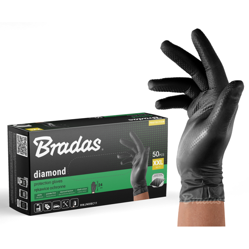 DIAMOND nitrilo apsauginės pirštinės XXL dydis 10-11 -RWJNDBC11
