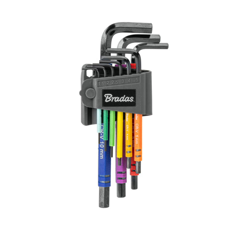 Šešiakampių šešiakampių raktų rinkinys 1,5–10 mm, 9 vnt. -DIY-HKH71-LO/B