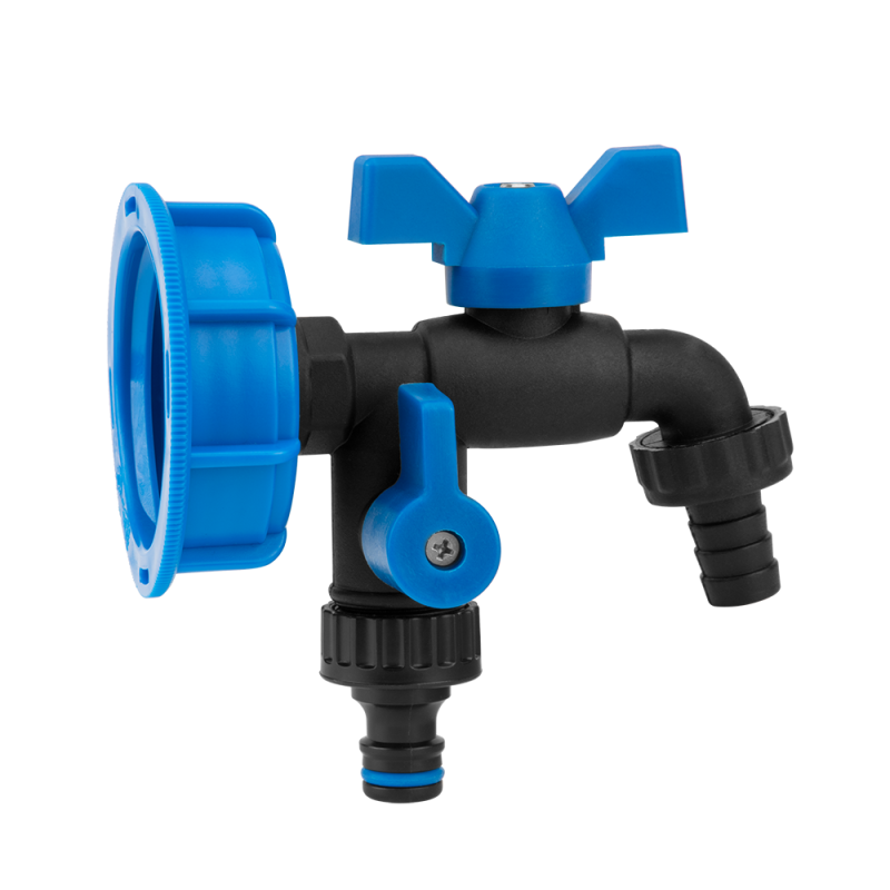 IBC rinkinys S60x6 + BLACK RAVEN čiaupas GZ 2x3/4'' NAILONAS/ŽALVARIS 5/8" žarnai + nipelis -IBCS60-GTBR123434NB1