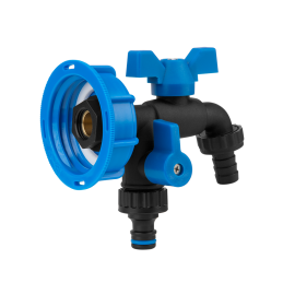 IBC rinkinys S60x6 + BLACK RAVEN čiaupas GZ 2x3/4'' NAILONAS/ŽALVARIS 5/8" žarnai + nipelis -IBCS60-GTBR123434NB1