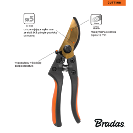 V-SERIES-P genėtuvas, slenkantis ašmenys, SK5 plienas, aukso spalvos -KT-V1022