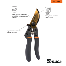 V-SERIES-P genėtuvas, slenkantis ašmenys, SK5 plienas, aukso spalvos -KT-V1021