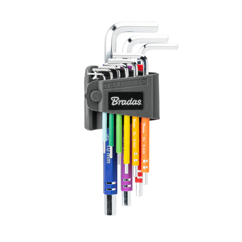 Šešiakampių šešiakampių raktų rinkinys 1,5–10 mm, 9 vnt. -DIY-HKH62-LO/B