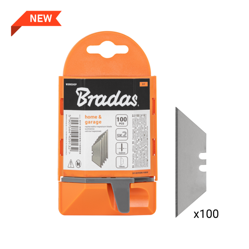 19 mm NEUTRAL trapecinio ašmenų dėtuvė su padavimo įrankiu -DIY-KN1902BN/100BOX