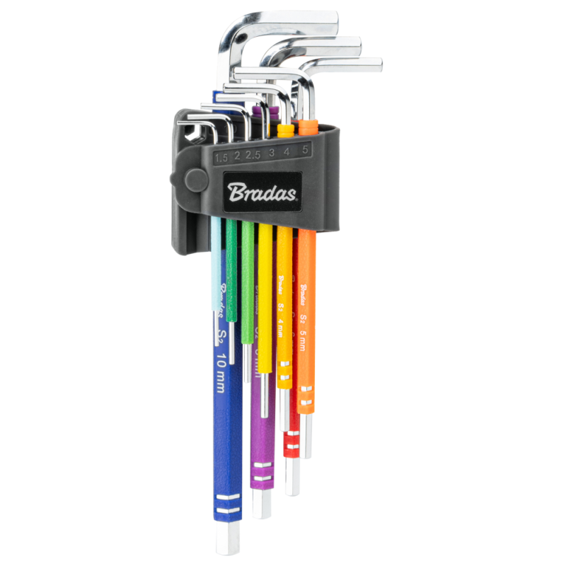 Šešiakampių šešiakampių raktų rinkinys 1,5–10 mm, 9 vnt. -DIY-HKH62-EL/B