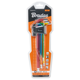 Šešiakampių raktų su rutuliniu antgaliu rinkinys HX 1,5-10 mm, 9 vnt. -DIY-HKB42-EL/B