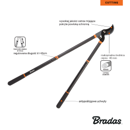 V-SERIJOS-D teleskopinis šakų genėtuvas, einantis peilis -KT-V1210