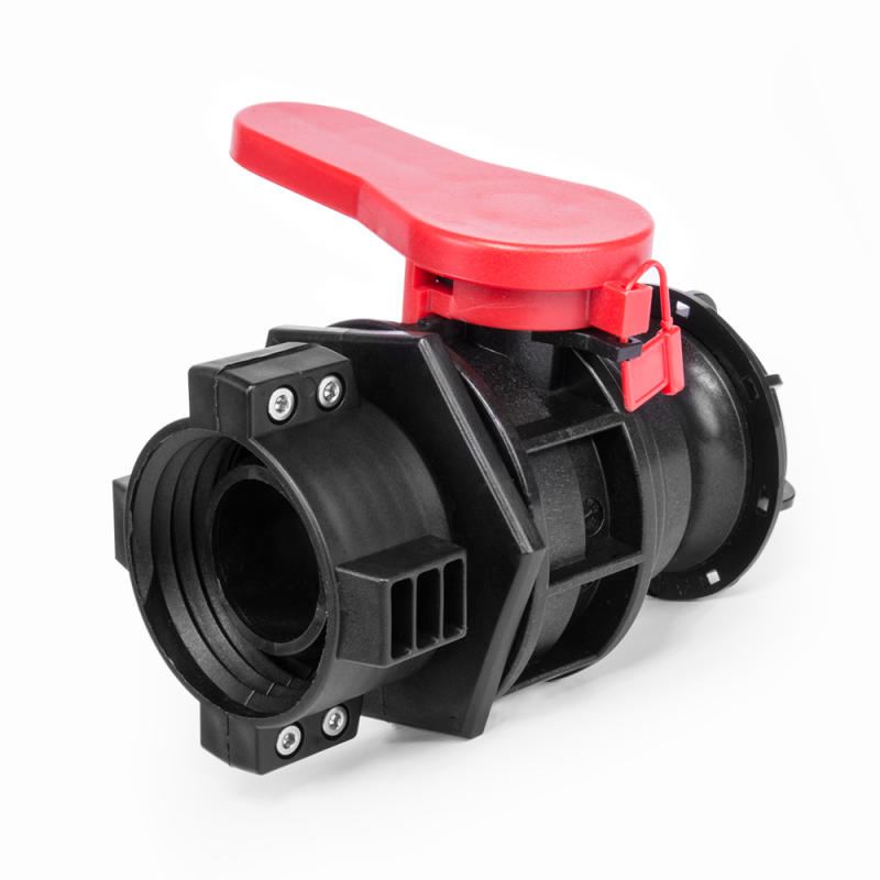 IBC rutulinis vožtuvas GW S60x6 su išleidimo anga Camlock Type A 2" su dangteliu -IBCS60F-BAVCGA