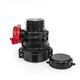 IBC rutulinis vožtuvas GW S75x6 (plastikinis flanšas) su išleidimo anga GZS60x6 -IBCS75F-BAVS60M-PC