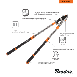 Teleskopinis aliuminio genėtuvas su V-SERIES-D pavara, priekalo ašmenimis -KT-V1240