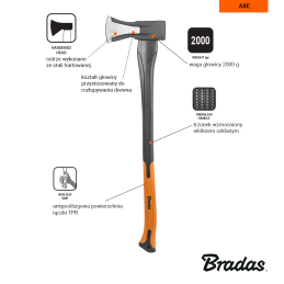 Stiklo pluošto 2000 g skaldymo kirvis -KT-SF2200