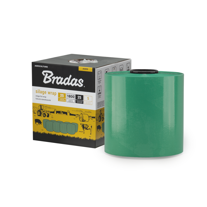 Siloso vyniojimo folija 0,25 x 1800 m - Žalia -AK-WF250X1800GR