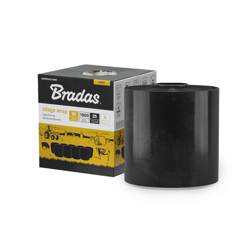Siloso vyniojimo folija 0,25 x 1800 m - juoda -AK-WF250X1800BK