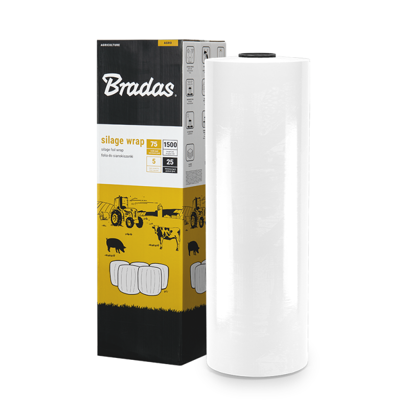 Siloso vyniojimo folija 0,75 x 1500 m - balta -AK-WF750X1500WH