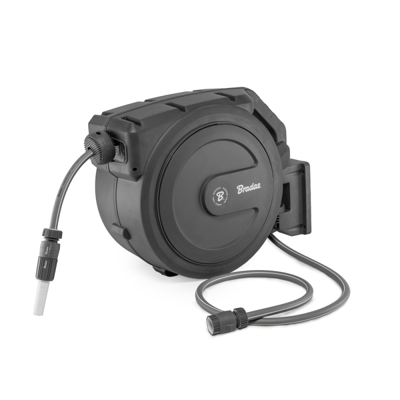 WHITE LINE automatinė žarnos ritė su 1/2 colio žarna – 20 m ir priedais -WL-W7B20