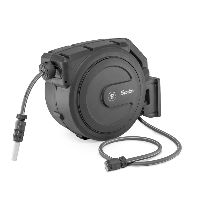 WHITE LINE automatinė žarnos ritė su 1/2 colio žarna – 30 m ir priedais -WL-W7B30